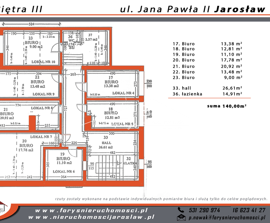 Jarosław, Jana Pawła II  Lokale biurowe do wynajęcia od 9 do 20 m Globus