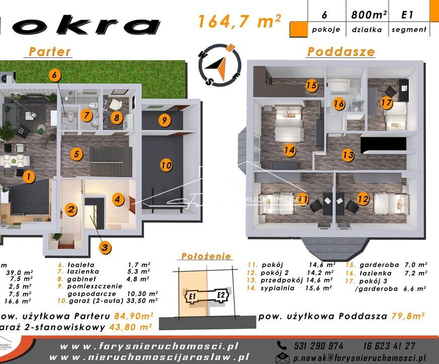 Nowoczesne domy w zabudowie bliźniaczej na sprzedaż  Mokra, 164m, 2-stanowiskowy garaż