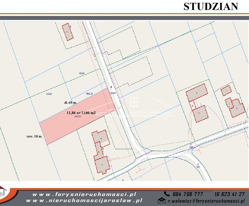 Działka budowlana 11,86 ar z WZ  Studzian, malownicza lokalizacja blisko miasta