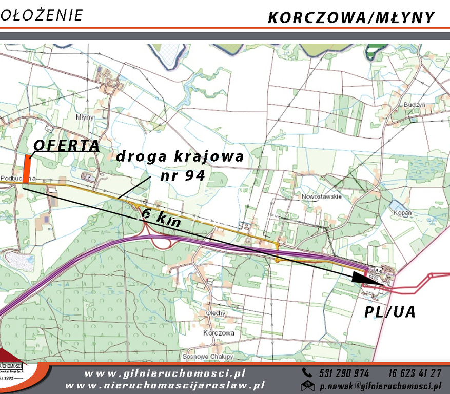 Działka inwestycyjna 25 ha przy A4, KorczowaMłyny, 3 km od granicy z Ukrainą