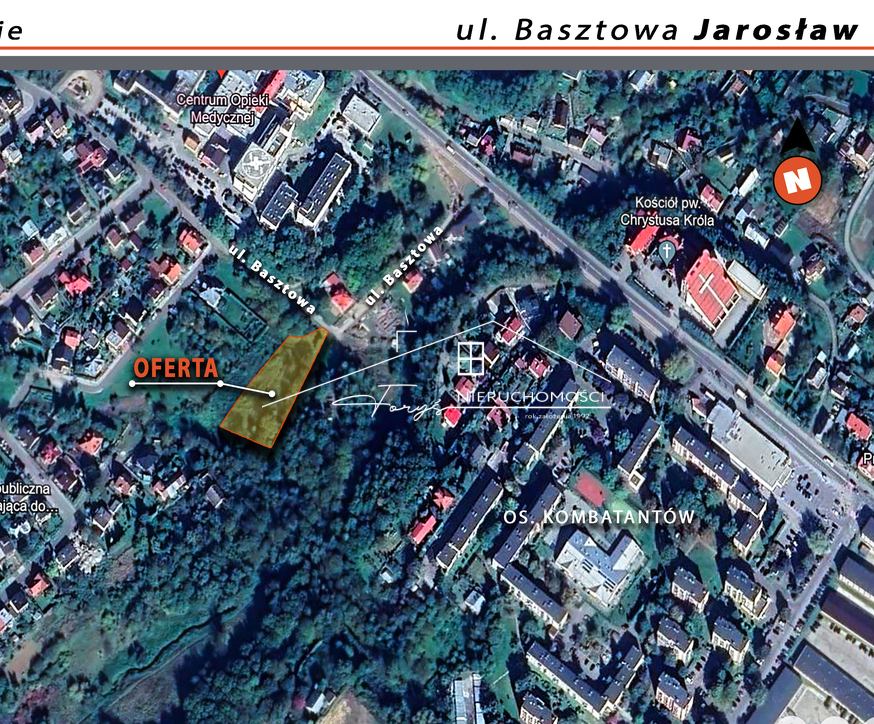 Działka budowlana 28 arów w centrum Jarosławia  ul. Basztowa, zabudowa mieszkaniowa i usługi