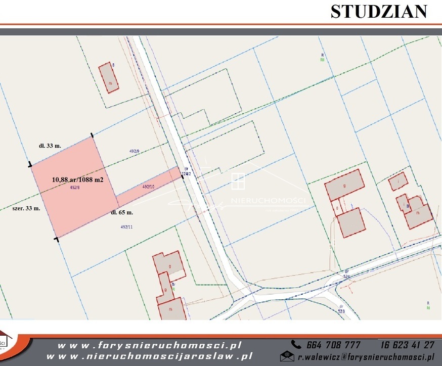 Działka budowlana 10,88ar z WZ w Studzianie  spokojna okolica, piękny widok, dobra komunikacja