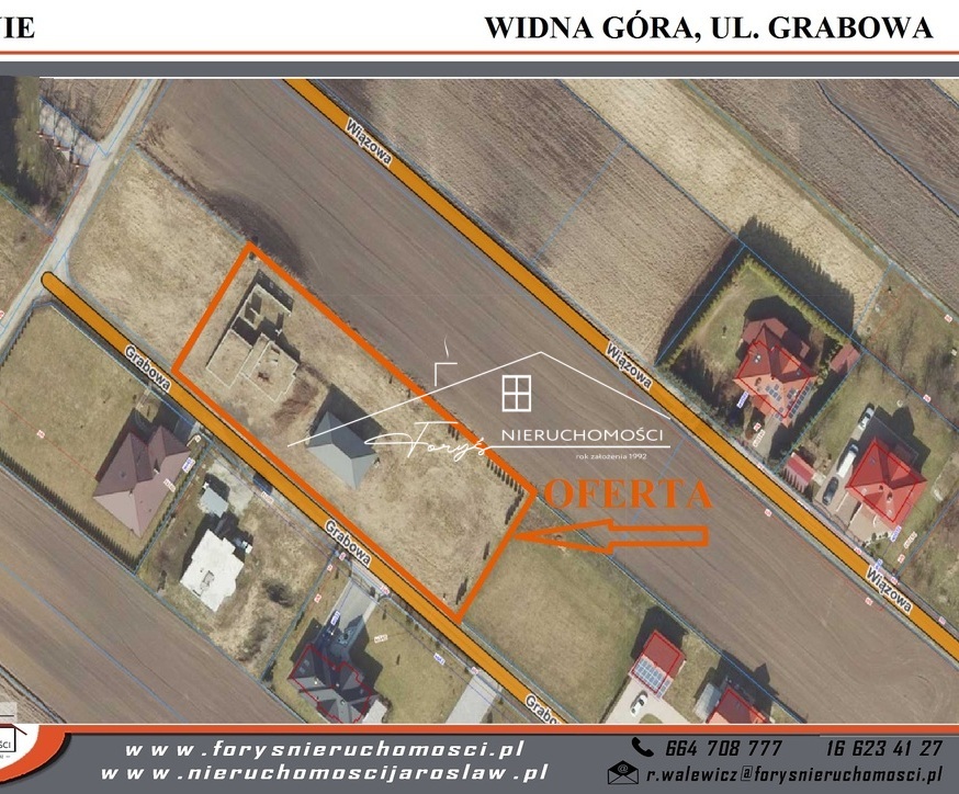 Widokowa działka 21,38 a z rozpoczętą budową domu  Widna Góra, ul. Grabowa