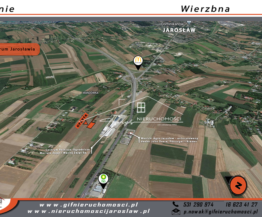 Działki budowlane na sprzedaż  Wierzbna k. Jarosławia, malownicza okolica, media w pobliżu