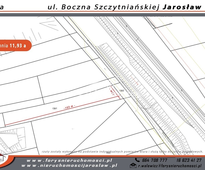 Działka inwestycyjna 11,93 a  Jarosław, ul. Boczna Szczytniańskiej  Usługi, produkcja, magazyny