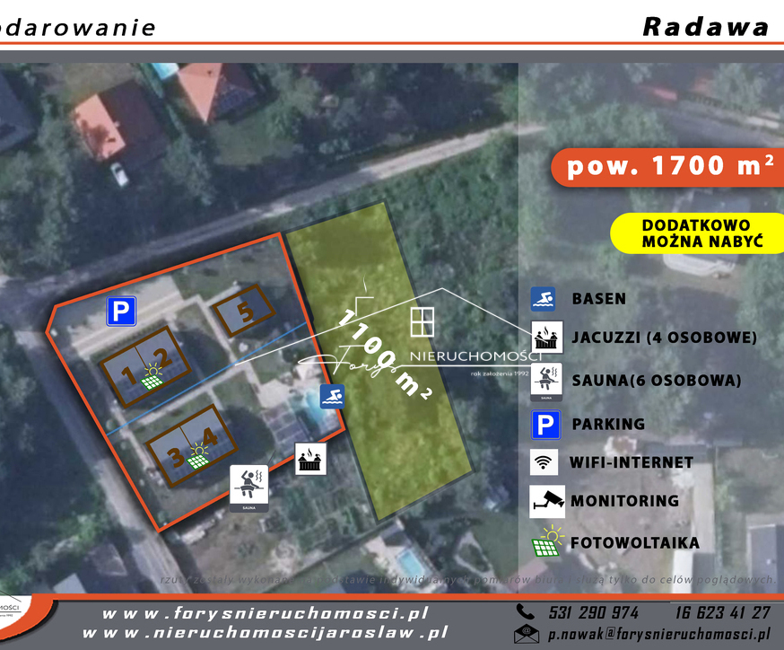 Całoroczny kompleks 5 domków z basenem i sauną na sprzedaż  Radawa, Podkarpacie