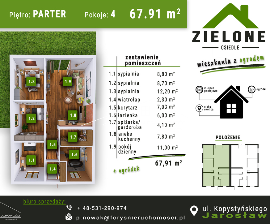 Nowoczesne mieszkania z ogródkiem na kameralnym osiedlu w Jarosławiu  bez prowizji i dodatkowych kosztów