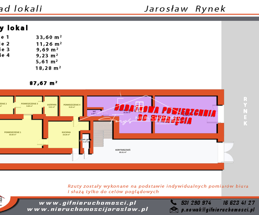 Lokal użytkowy 88m do wynajęcia w kamienicy na jarosławskim rynku  możliwość aranżacji i negocjacji ceny