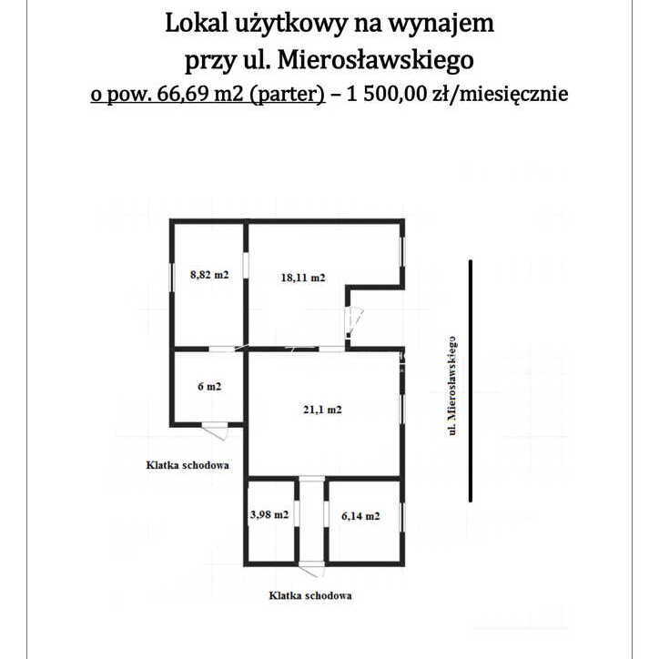 Lokal użytkowy 70,87m na wynajem  Przemyśl, parter, róg ul. Pola i Mierosławskiego