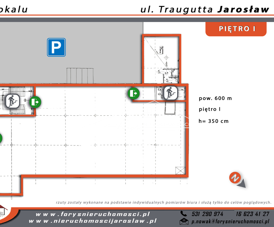 Powierzchnia usługowa do wynajęcia  300 lub 600m w atrakcyjnej lokalizacji, Jarosław, ul. Traugutta